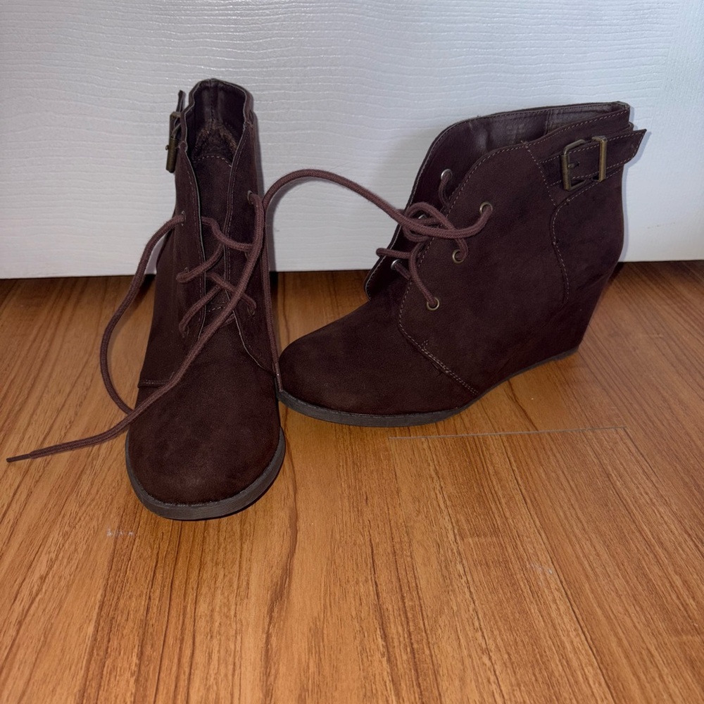 Women's Brown Wedge Ankle Boots